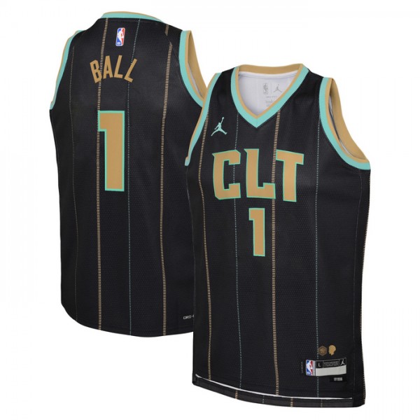 Charlotte Hornets Trikot Lamelo Ball 1 Jordan 2022-23 City Edition Schwarz Swingman - Herren Charlotte Hornets Trikot Lamelo Ball 1 Jordan 2022-23 City Edition Schwarz Swingman - Herren